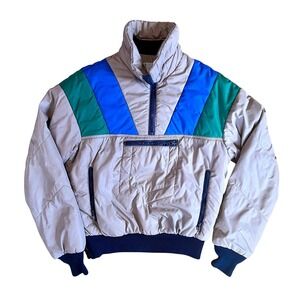 Vintage Roffe Ski Pullover Puffer 80s Colorblock Chevron Anorak Unisex USA